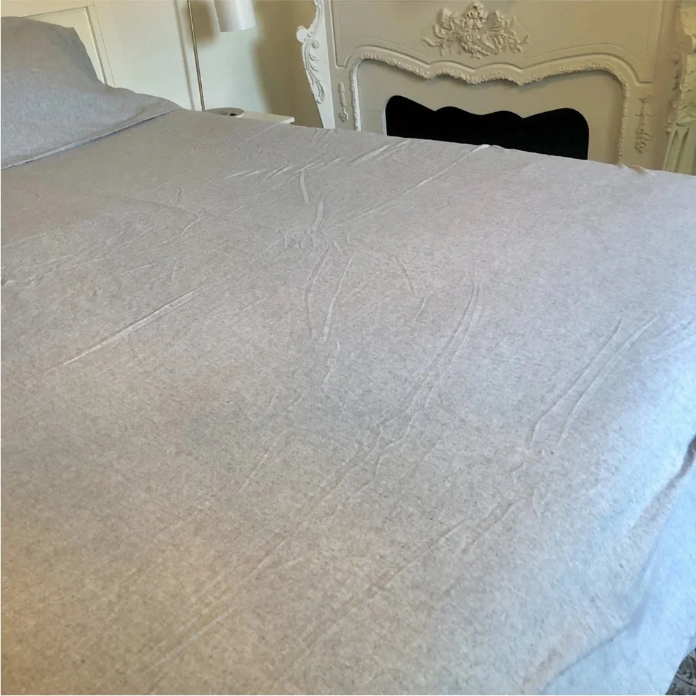 Boll & Branch Heathered Gray Organic Cotton Flannel King Duvet Cover & Sham Set